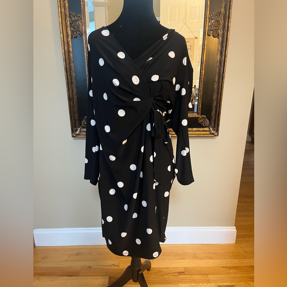 Elegant Black and White Polka Dot Dress